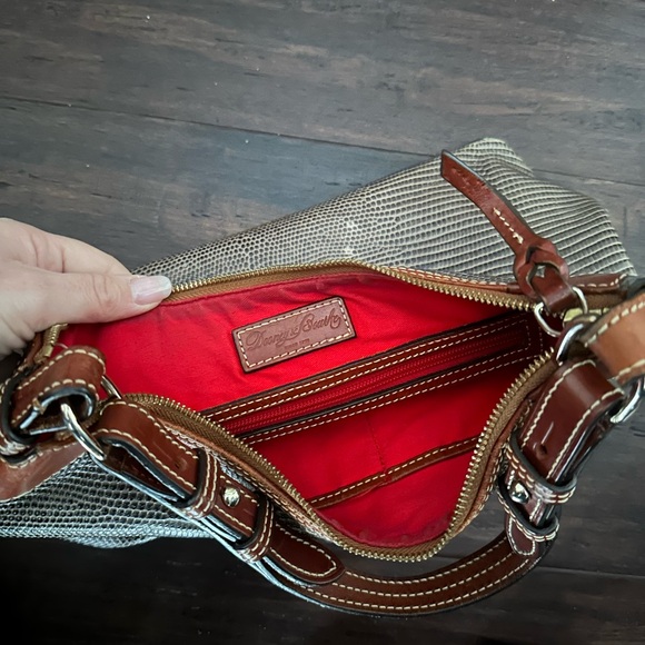 Dooney & Bourke Snake / Lizard Leather Embossed Hobo Bag Satchel Brown Gray - Picture 5 of 7